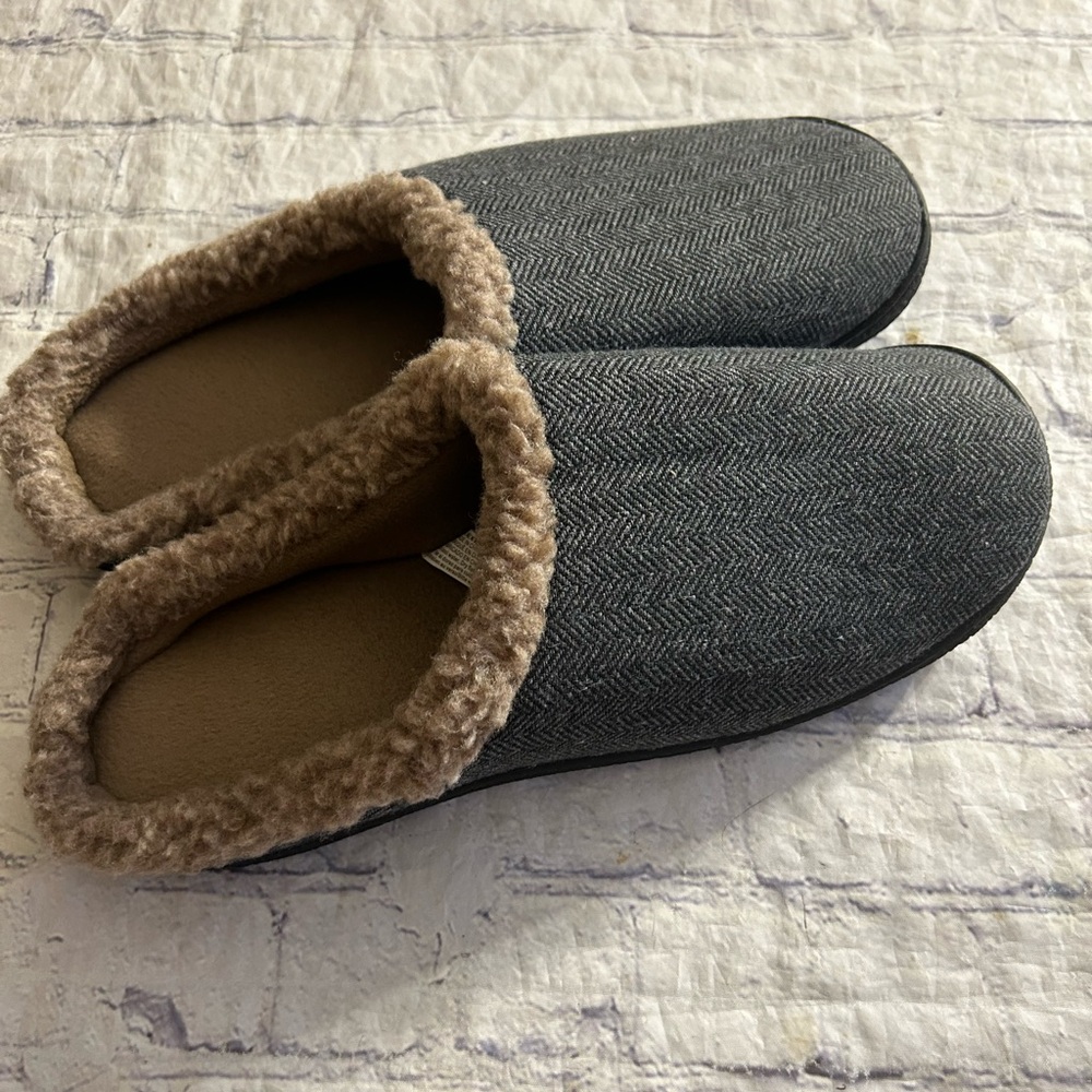 ISOTONER MACHINE WASHABLE MENS HERRINGBONE STYLE HOUSE SHOES/SLIPPERS SIZE 13-14